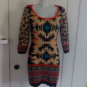 Flying Tomato Pink Black Bodycon Dress Scoop Neck